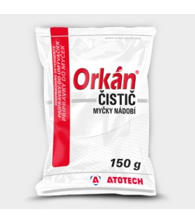 #4076 Orkán - Práškový čistič na odstraňovanie usadenín zo systému umývačky riadu, s dezinfekčným účinkom.