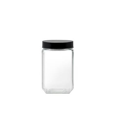 #2542 Hranatá sklenená kuchynská nádobka Milos Black 900 ml