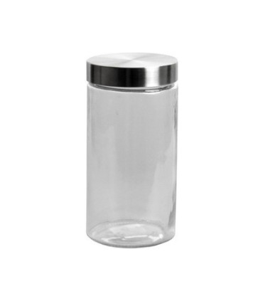 #5348 Okrúhla sklenená kuchynská nádobka Milos Silver 1 l